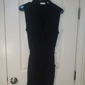 New York & Company Black Sleeveless Wrap Romper